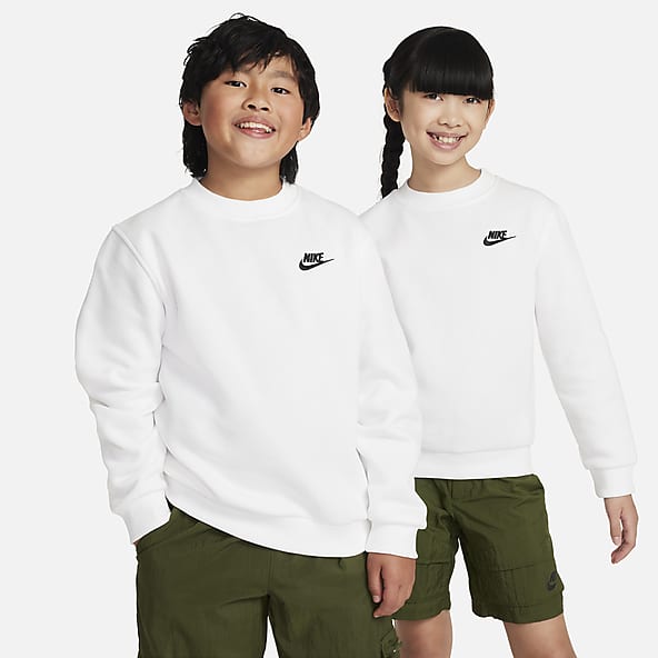 Boys white nike sweatshirt discount